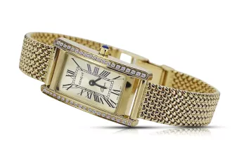 Or jaune 14k Geneve dame 0.33ct Montre diamant lwd104ydg pendantlbw003y