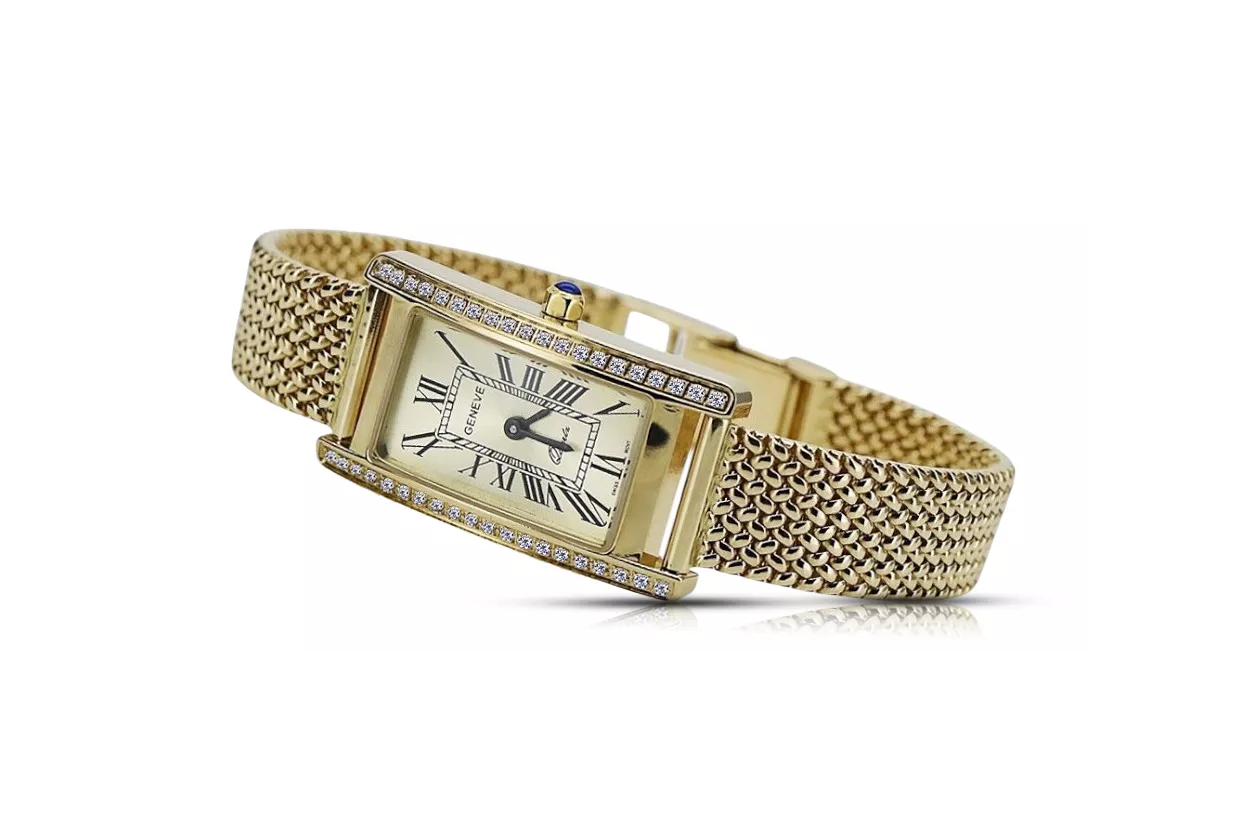 Gold men's watch Geneve ★ zlotychlopak.pl ★ Gold purity 585 333 Low Price!