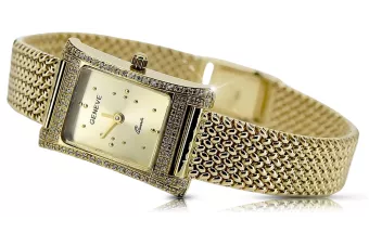 Or jaune 14k Geneve dame 0.33ct Montre de diamant lwd002y pendantlbw003y