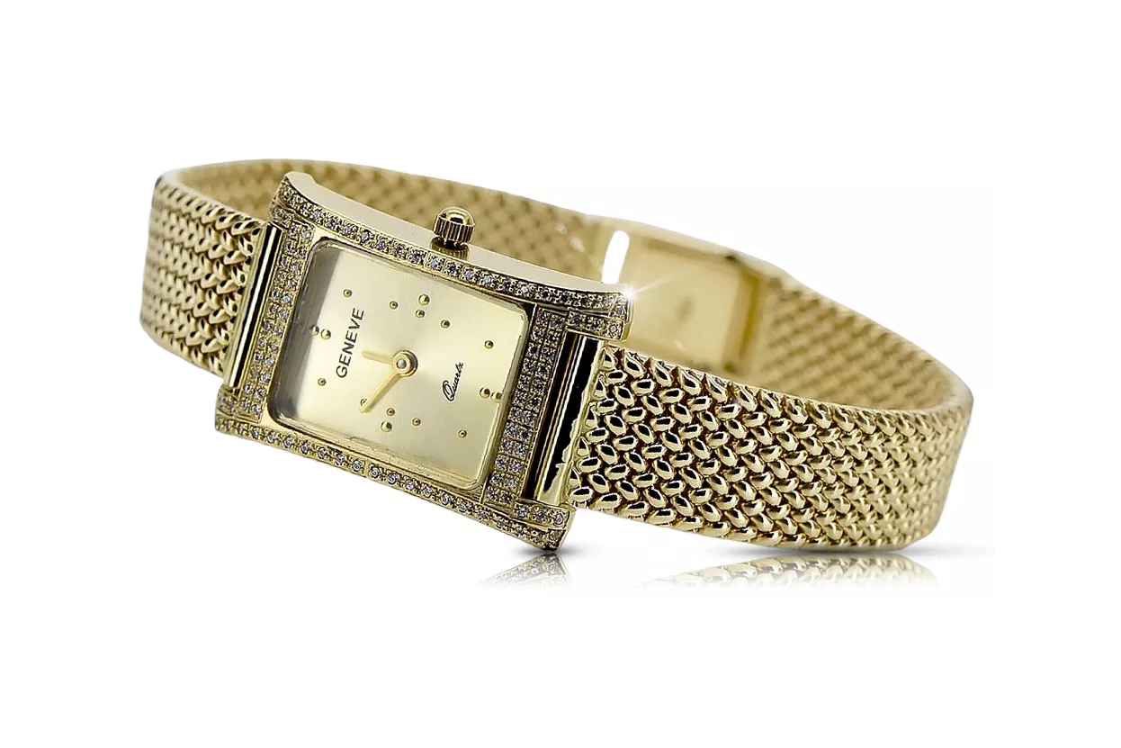 Gold men's watch Geneve ★ zlotychlopak.pl ★ Gold purity 585 333 Low Price!