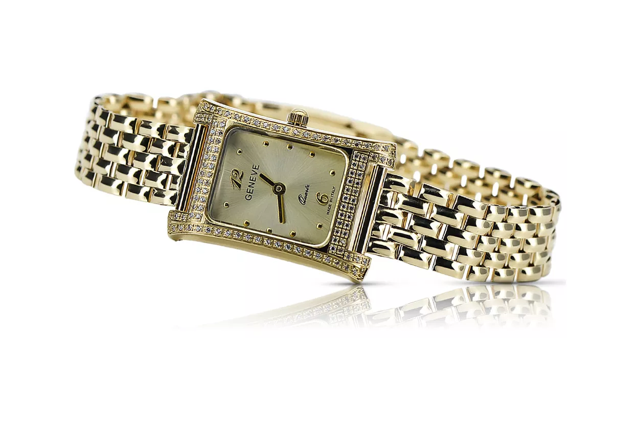 Gold men's watch Geneve ★ zlotychlopak.pl ★ Gold purity 585 333 Low Price!