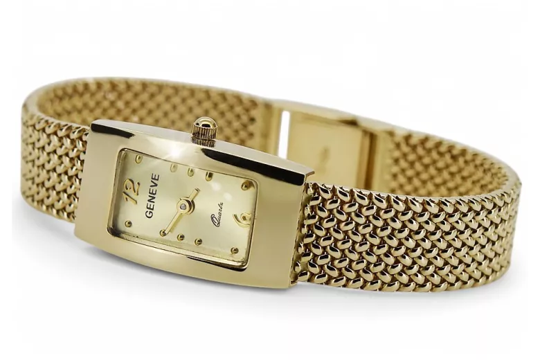 Gold men's watch Geneve ★ zlotychlopak.pl ★ Gold purity 585 333 Low Price!