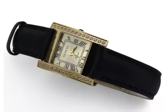 Cuir jaune 14k or Lady montre Geneve lw035ydy