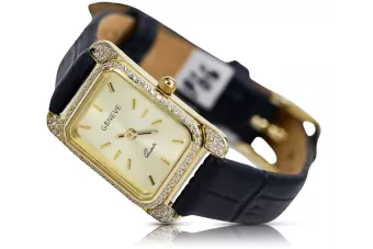 Zlaté ženské hodinky 14k s diamanty 0.33ct Ženeve lwd054ydg