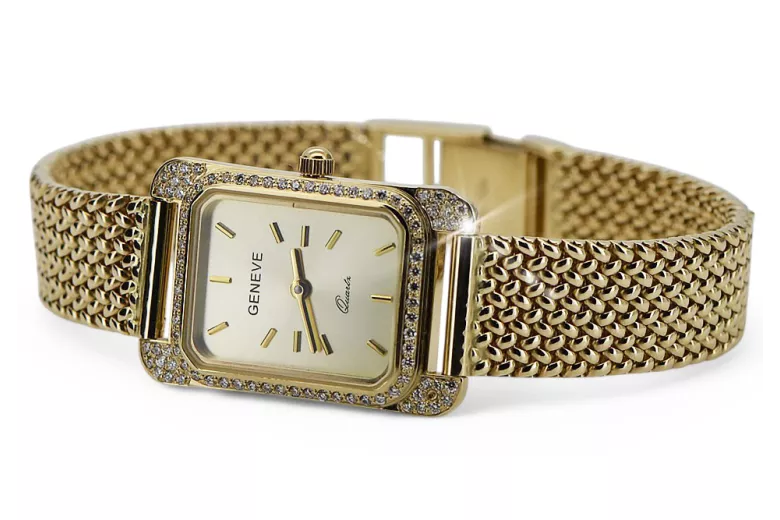 Gold men's watch Geneve ★ zlotychlopak.pl ★ Gold purity 585 333 Low Price!