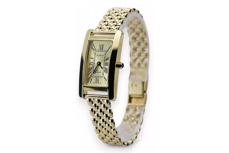 Gold men's watch Geneve ★ zlotychlopak.pl ★ Gold purity 585 333 Low Price!