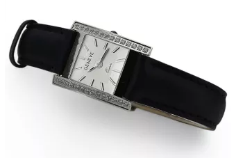 Reloj de señora elegante y hermoso en oro blanco de 14 quilates Geneve lw035w