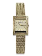 14K Gold Diamond Women's Watch, Rectangle 0.25ct lwd035ydg)