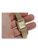 14K Gold Diamond Women's Watch, Rectangle 0.25ct lwd035ydg)