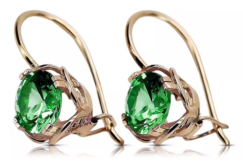 Earrings Vintage Jewlery Emerald Original Vintage 14K Rose Gold vec029r