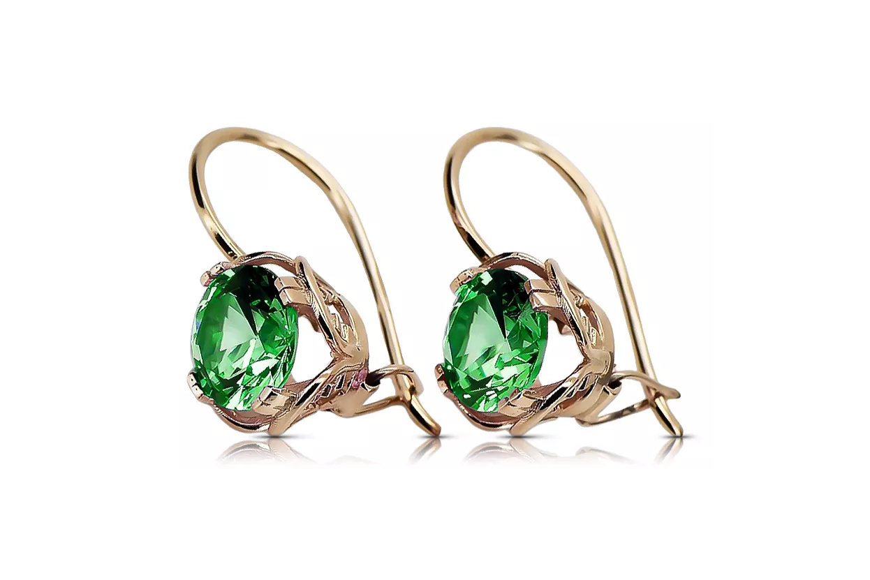 Earrings Vintage Jewlery Emerald Original Vintage 14K Rose Gold vec029r