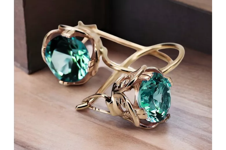 Earrings Vintage Jewlery Emerald Original Vintage 14K Rose Gold vec029r