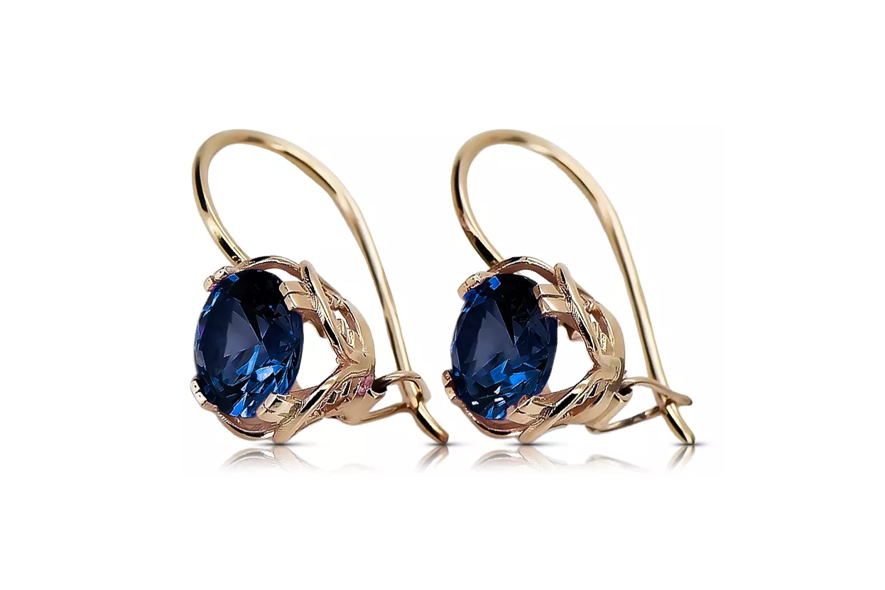 Sapphire Original Vintage 14K Rose Gold Earrings Vintage craft vec029r