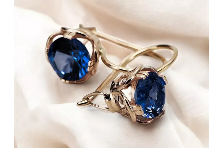 Sapphire Original Vintage 14K Rose Gold Earrings Vintage craft vec029r