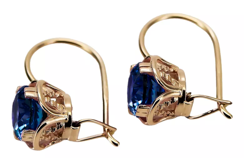 Sapphire Original Vintage 14K Rose Gold Earrings Vintage craft vec029r