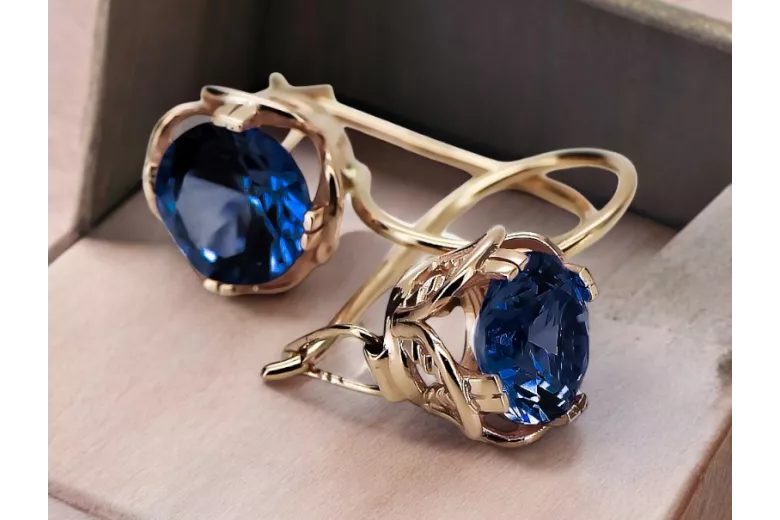 Sapphire Original Vintage 14K Rose Gold Earrings Vintage craft vec029r