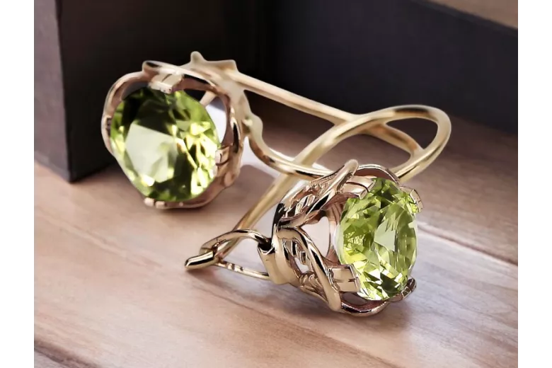 Original Vintage 14K Rose Gold Yellow Peridot Earrings Vintage style vec029r