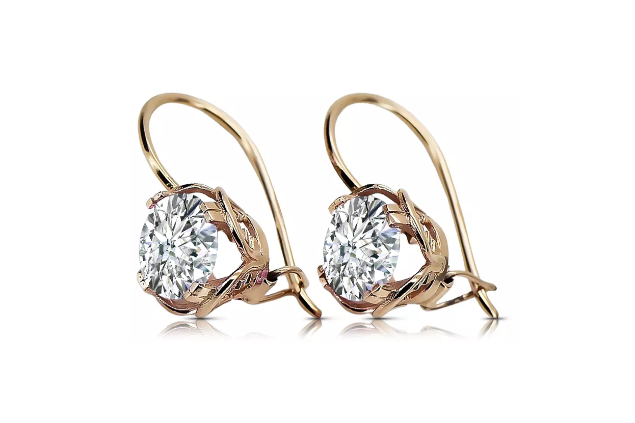 Earrings Vintage style Zircon Original Vintage 14K Rose Gold vec029r