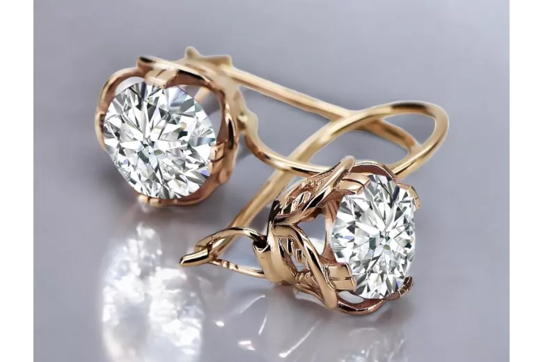 Earrings Vintage style Zircon Original Vintage 14K Rose Gold vec029r