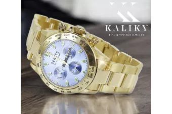 14K Aukso Vyriškas Laikrodis, Mėlynas Ciferblatas, 40mm - Geneve