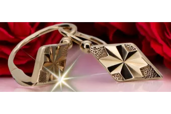 الأقراط الروسية الوردية الوردية 14k 585 الذهبية