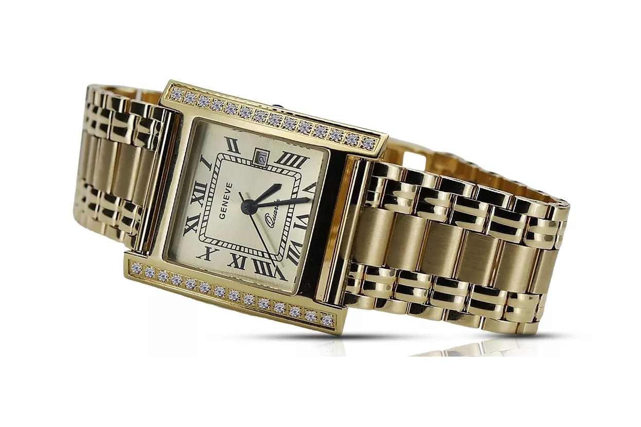 Gold men's watch Geneve ★ zlotychlopak.pl ★ Gold purity 585 333 Low Price!