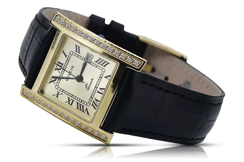 Yellow 14k 585 gold square men's Geneve watch mw010ydg