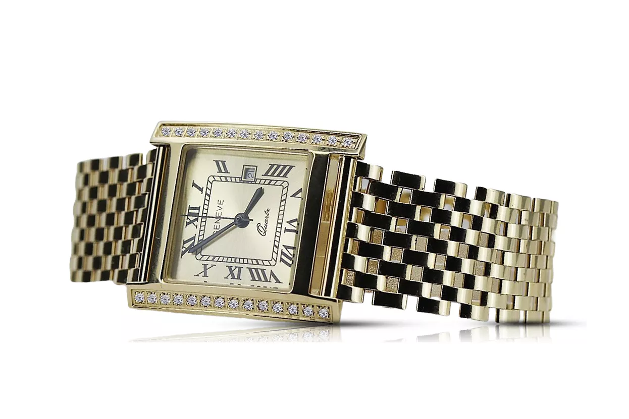 Gold men's watch Geneve ★ zlotychlopak.pl ★ Gold purity 585 333 Low Price!