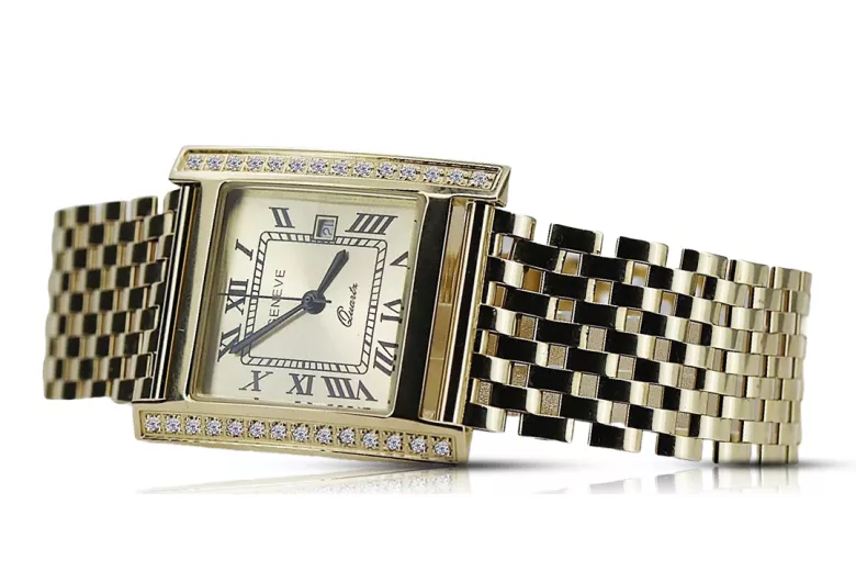 Gold men's watch Geneve ★ zlotychlopak.pl ★ Gold purity 585 333 Low Price!