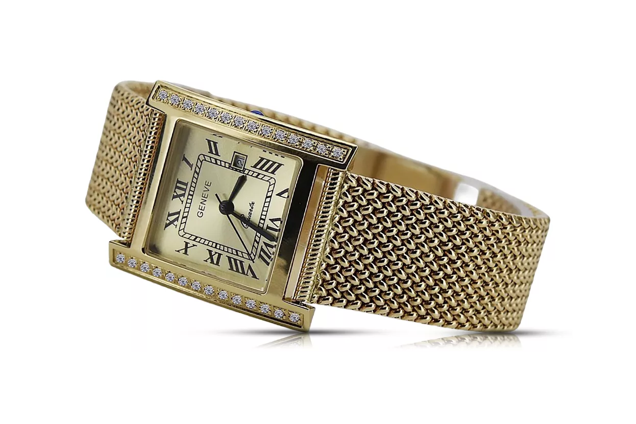 Gold men's watch Geneve ★ zlotychlopak.pl ★ Gold purity 585 333 Low Price!