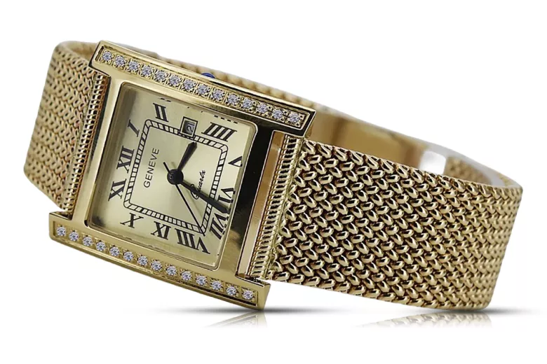 Gold men's watch Geneve ★ zlotychlopak.pl ★ Gold purity 585 333 Low Price!