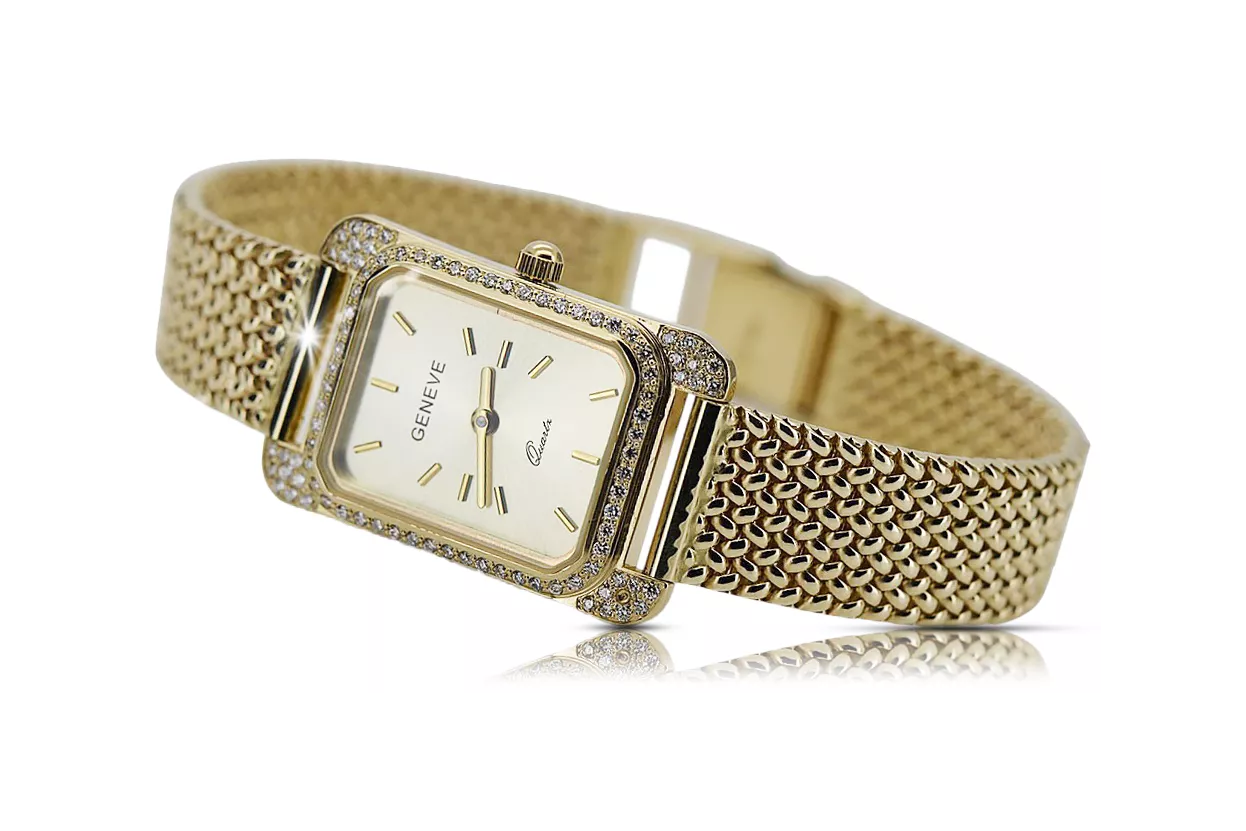 Gold men's watch Geneve ★ zlotychlopak.pl ★ Gold purity 585 333 Low Price!