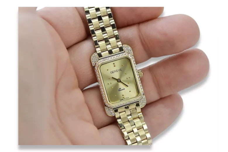 Goldene Herrenuhr Geneve ★ zlotychlopak.pl ★ Gold Reinheit 585 333 Niedriger Preis!