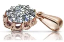 Pendentif de style vintage en zircon original vintage en or rose 14 carats vpc008r