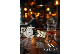 Италиански жълт златен мъжки часовник Geneve mw068y