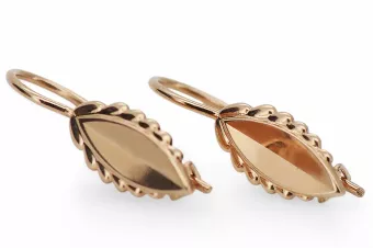 Vintage rose pink 14k 585 gold  Vintage leaf earrings ven078