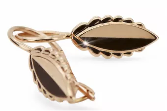 Vintage rose pink 14k 585 gold  Vintage leaf earrings ven078