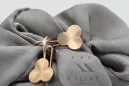 Vintage rose pink 14k 585 gold  Vintage leaf earrings ven108