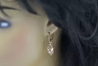 Російська троянда рожева радянська 14к 585 золото СРСР Старовинні сережки-листочки ven247