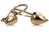 Vintage rose pink 14k 585 gold  Vintage heart earrings ven066