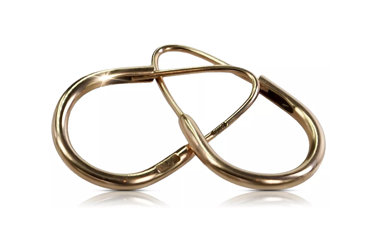 Vintage rosa 14k 585 gold Hoops Ohrringe ven021