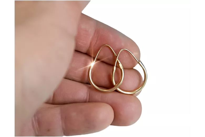 Винтидж розово розово 14k 585 златни обеци Hoops ven057