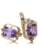 Boucles d'oreilles rose 14k 585 or alexandrite vec020 Vintage russe style soviétique