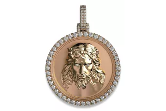 Jėzaus pakabukas rožinio raudono aukso 14k 585 ikonų pakabukas cgpj004r