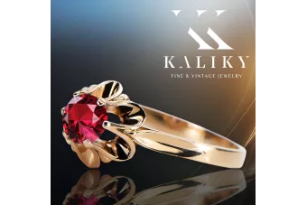 Ruby Original Vintage 14K Rose Gold Ring Vintage craft vrc004r