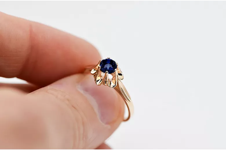 Vintage Ring Sapphire Original Vintage 14K Rose Gold vrc004r