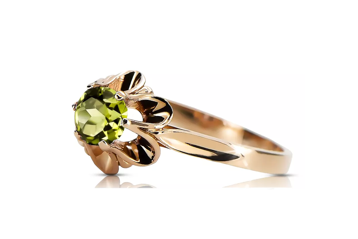 Joyería Vintage Anillo Amarillo Peridot Original Vintage 14K Rose Gold vrc004r