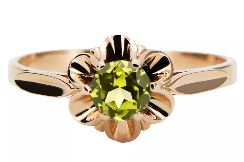 Vintage Jewlery Ring gelb Peridot Original Vintage 14K Rose Gold vrc004r