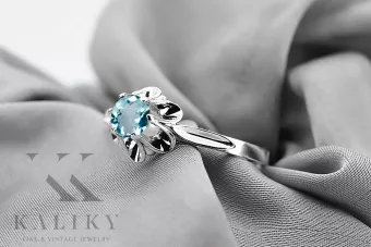 Klasický vintage Aquamarine Ring 925 Sterling Silver VRC004s