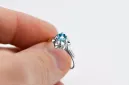 Klasický vinobraní Aquamarine Ring 925 Sterling Silver VRC004S
